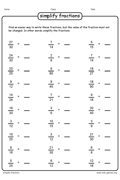Free fraction worksheets | simplify fraction worksheets