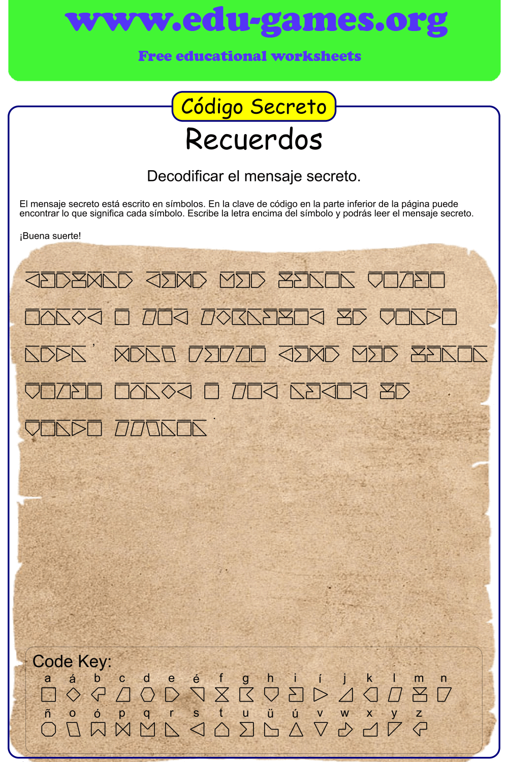 Fabricante De Rompecabezas De C digo Secreto Hojas De Trabajo 