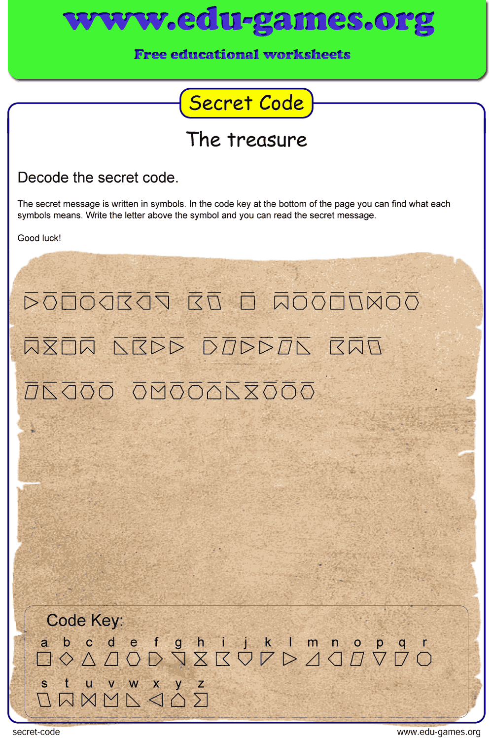 Free Printable Secret Code Puzzles