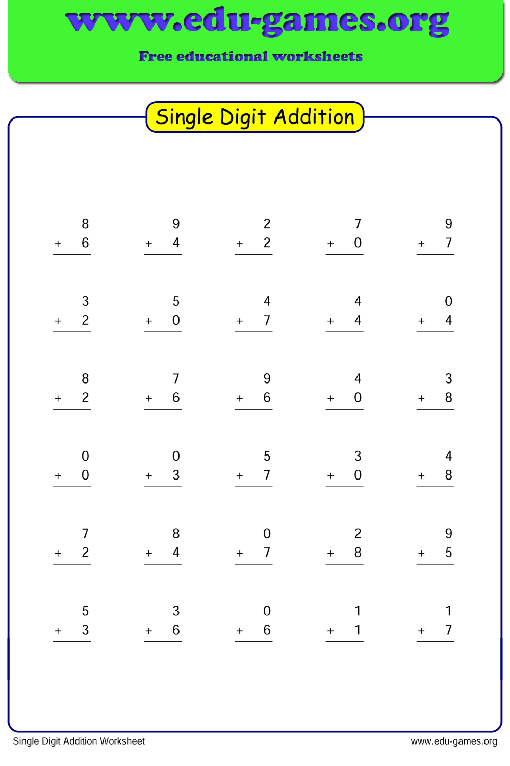 Single digit addition png
