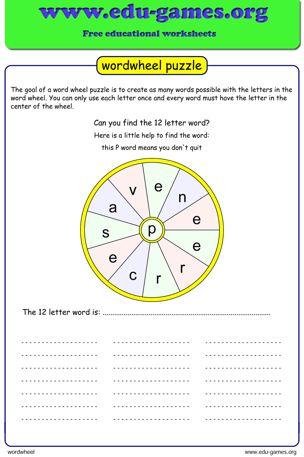 Free Printable Word Wheels