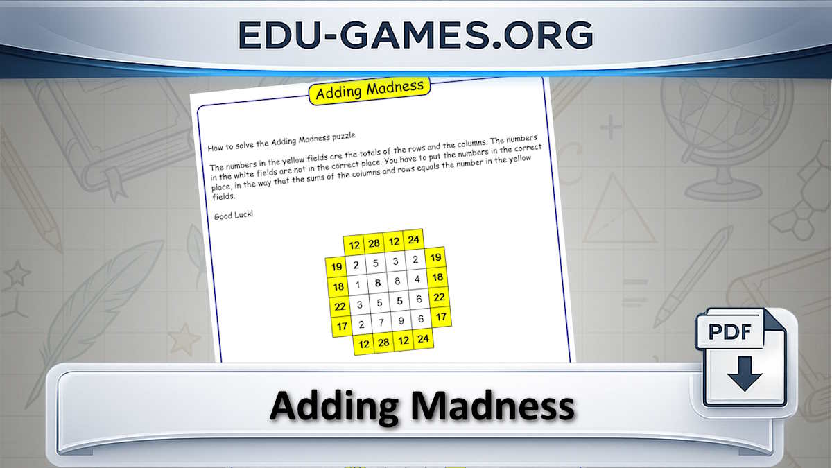 Adding Madness: Free Addition Logic Puzzle Generator