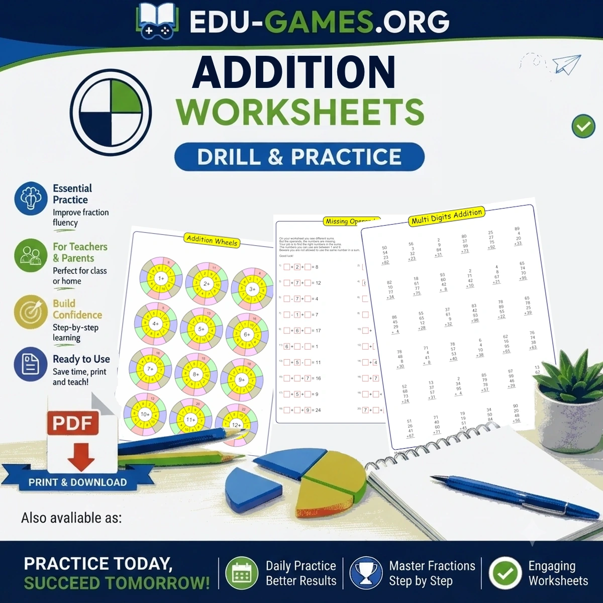 Free printable addition worksheet generators