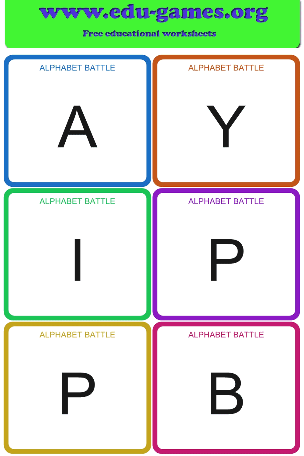 Alphabet Battle | Printable Alphabet Card Game