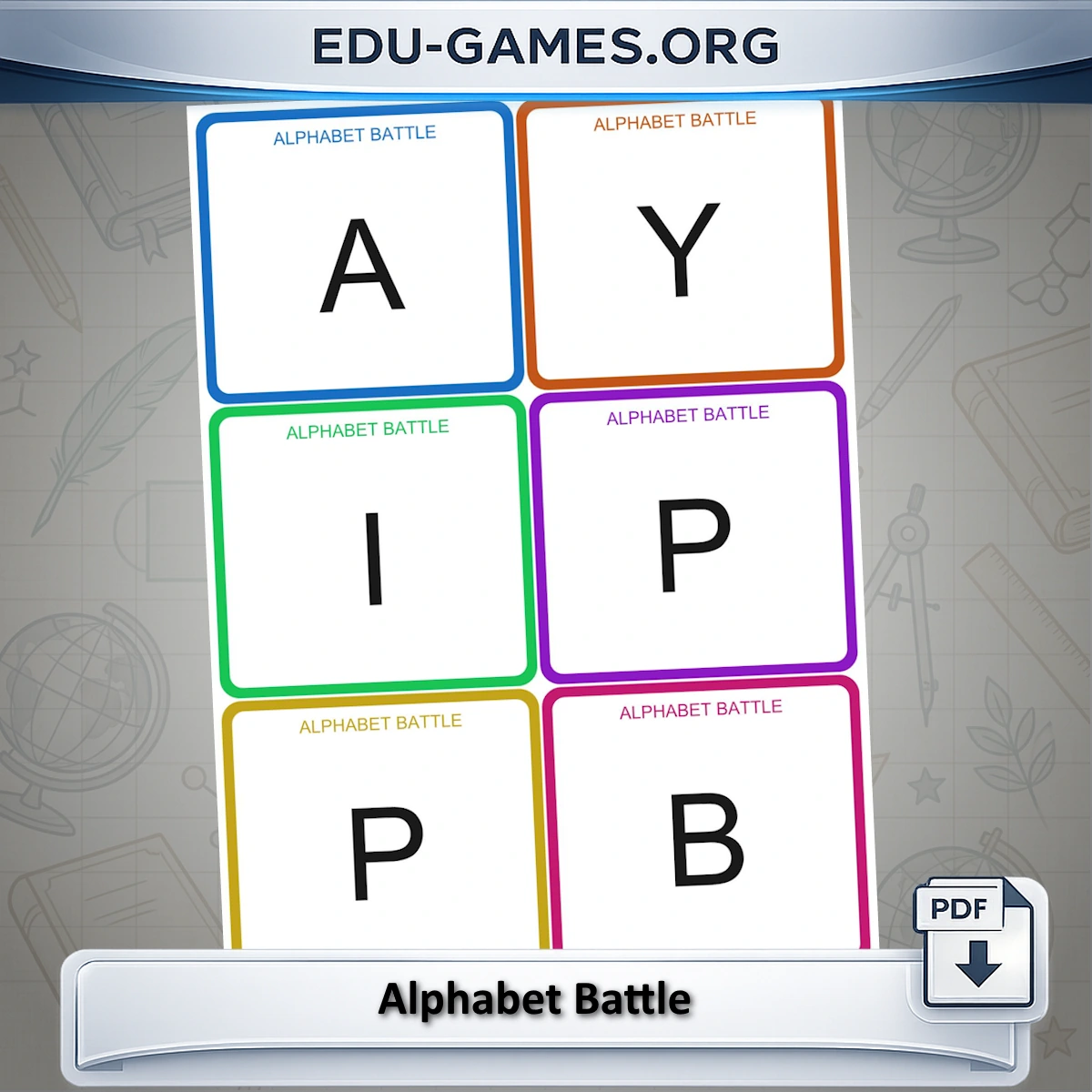 Printable alphabet battle card game