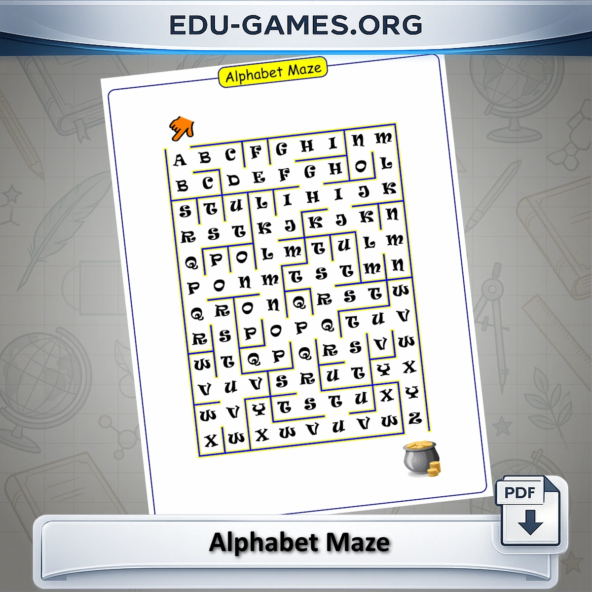 Free printable alphabet maze worksheet generator