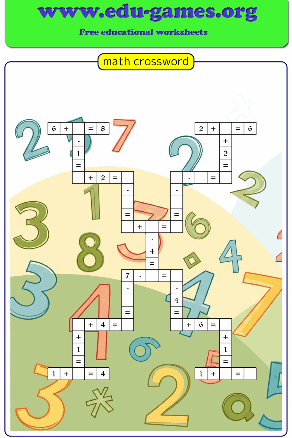 Arithmetic Crossword Puzzle Maker — Free Printable Worksheets