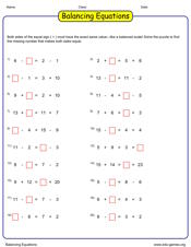 Balance the equations worksheet. 