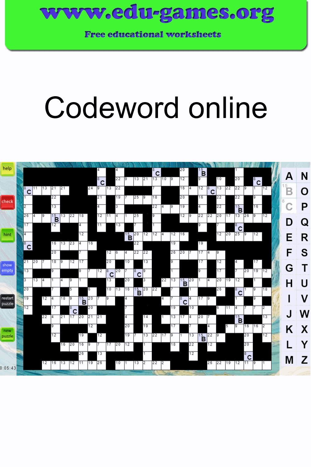 Play Free Codeword Puzzles Online | No Download Needed or Sign-up