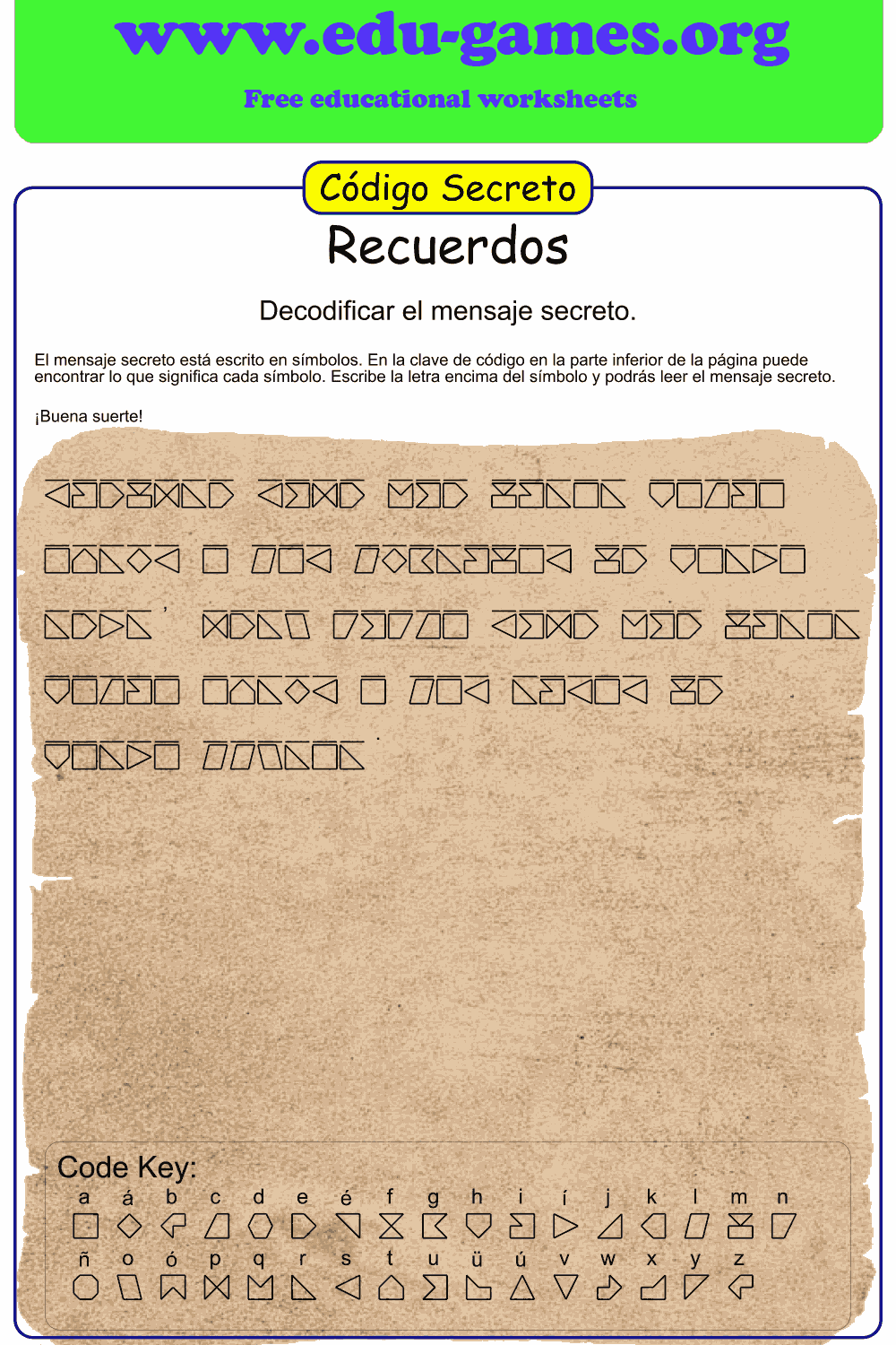 Generador de Código Secreto | Hojas de Trabajo Imprimibles Gratuitas
