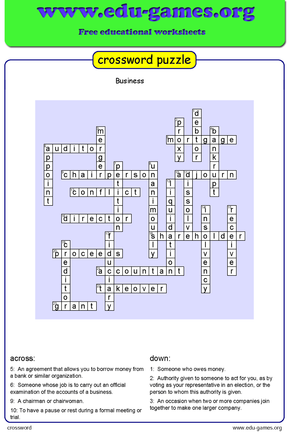 Free Crossword Maker for kids - The Printable worksheets creator