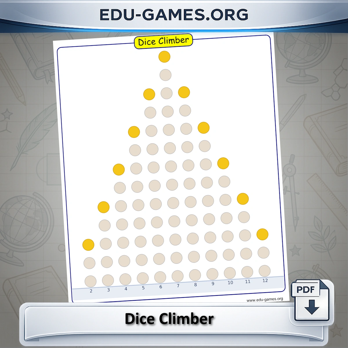 Free printable Dice Climber board game generator