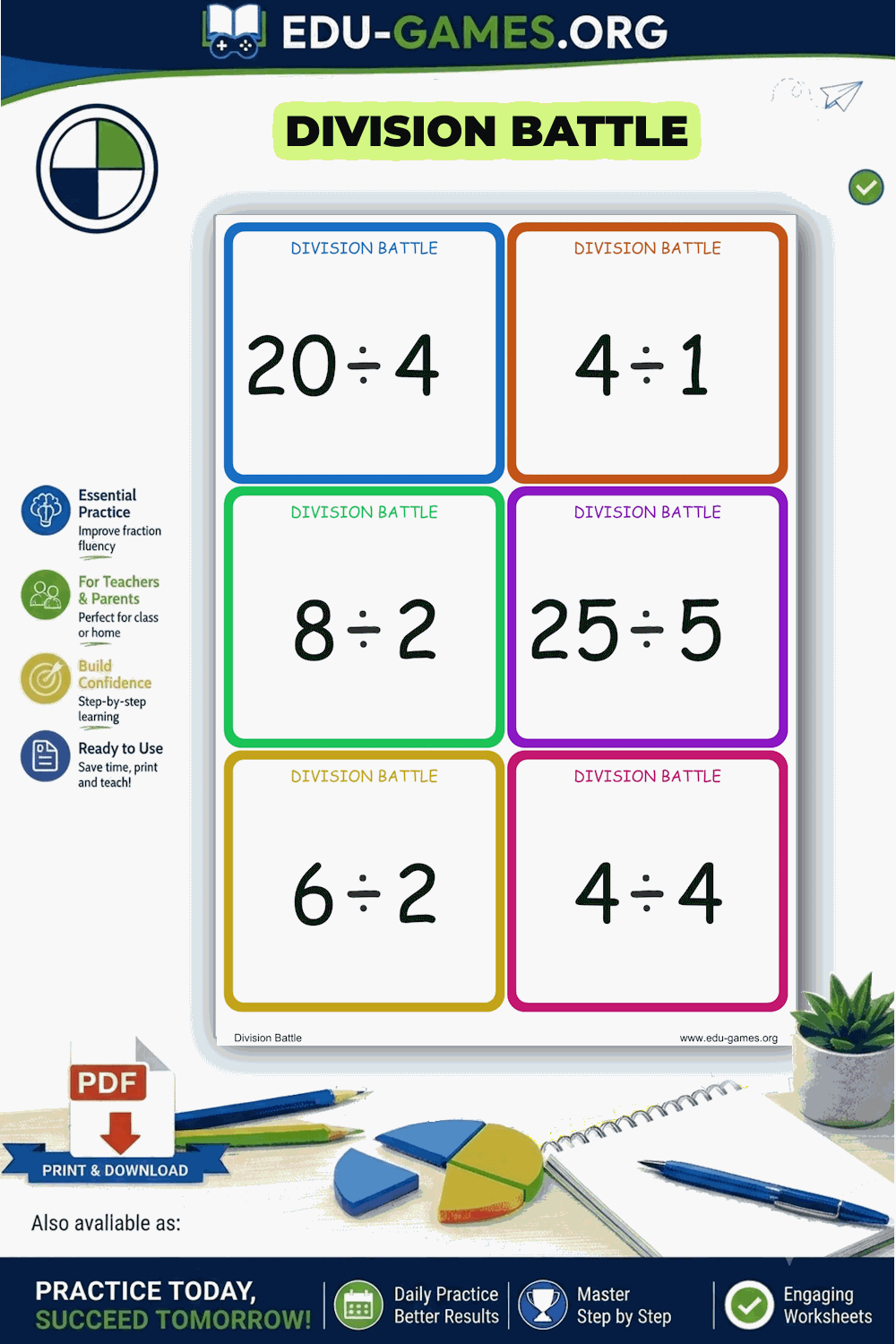 Division Battle | Printable Division Card Game