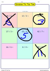 Division Tic Tac Toe, a classic two-player strategy game with a mathematical twist.