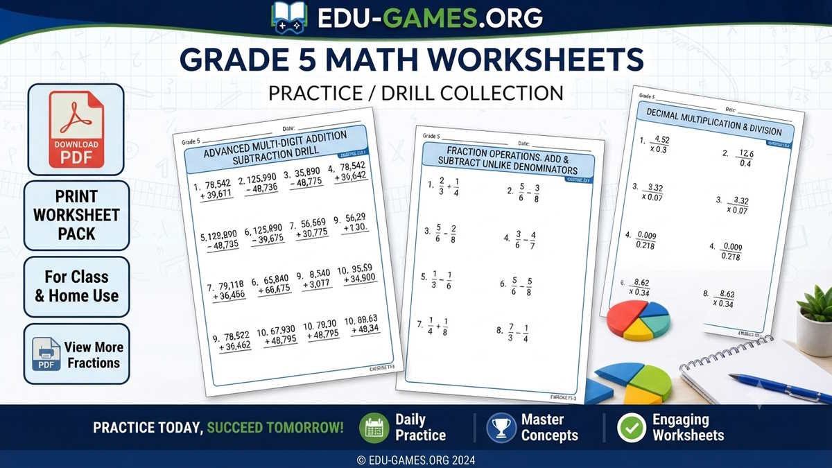 Free Printable Fifth Grade Math Worksheets