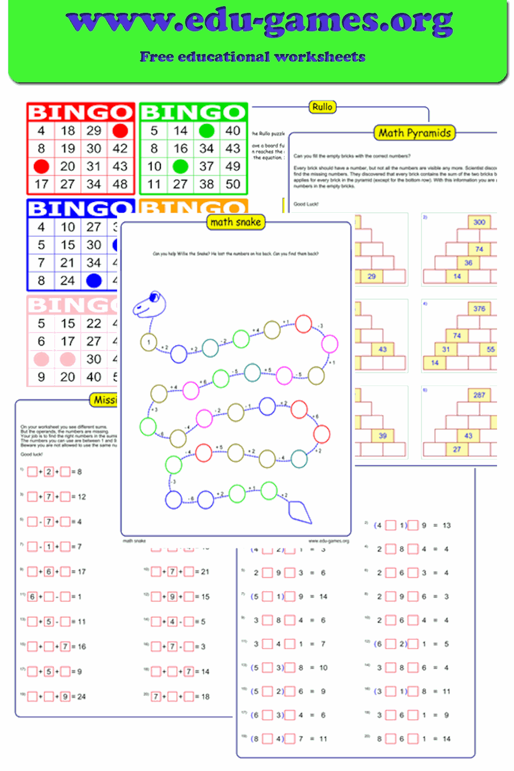 Free Printable First Grade Math Game Worksheets
