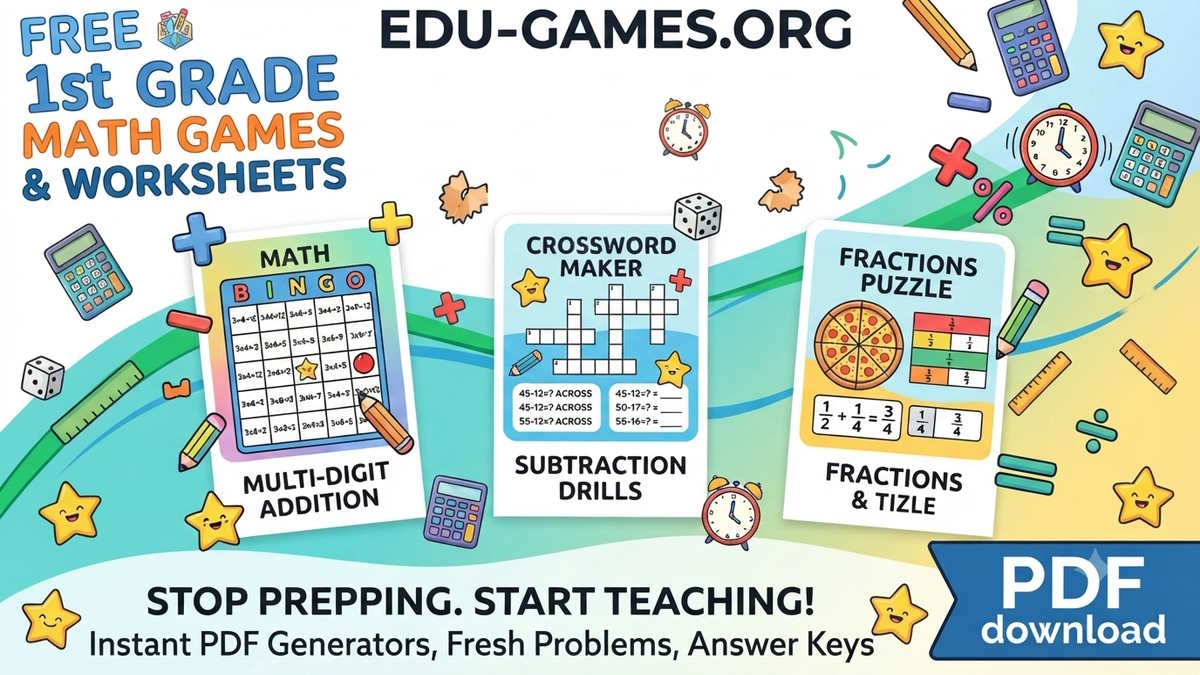 Free Printable First Grade Math Game Worksheets