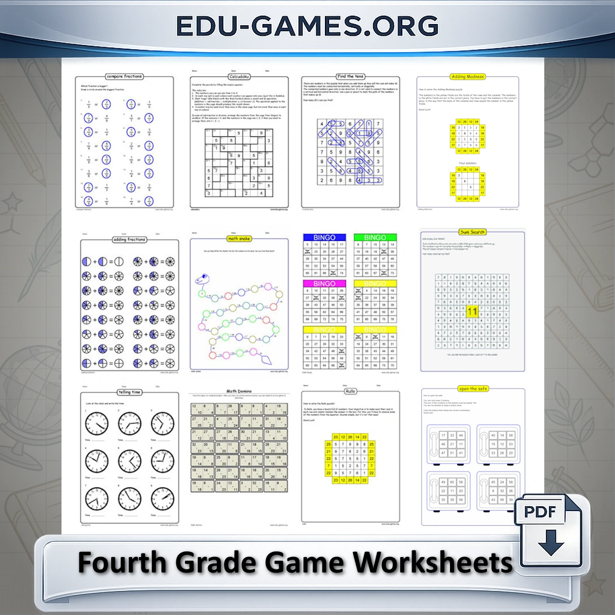 Free printable fourth grade math worksheets
