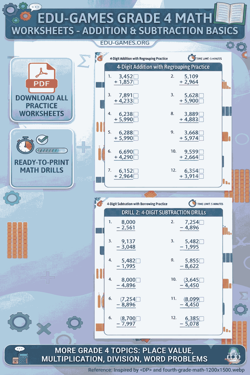 Free Printable Fourth Grade Math Worksheets