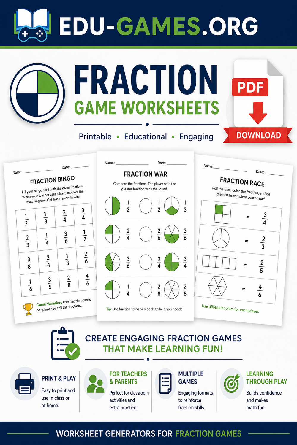 Addition Fraction Game Worksheets — Free Printable Fraction Addition Mazes