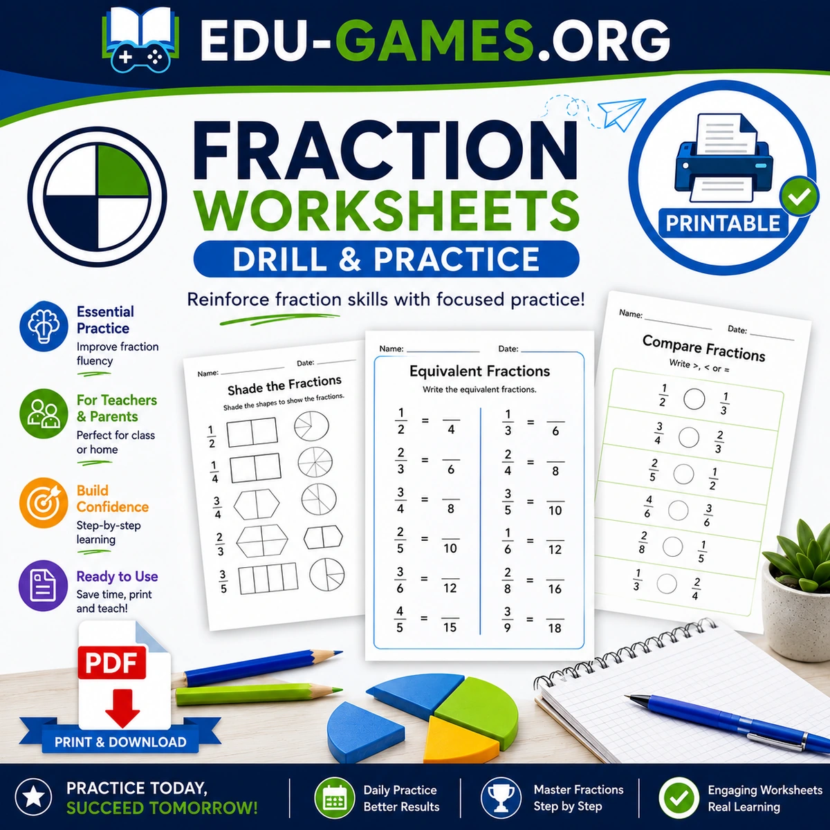 Free printable addition fraction worksheets