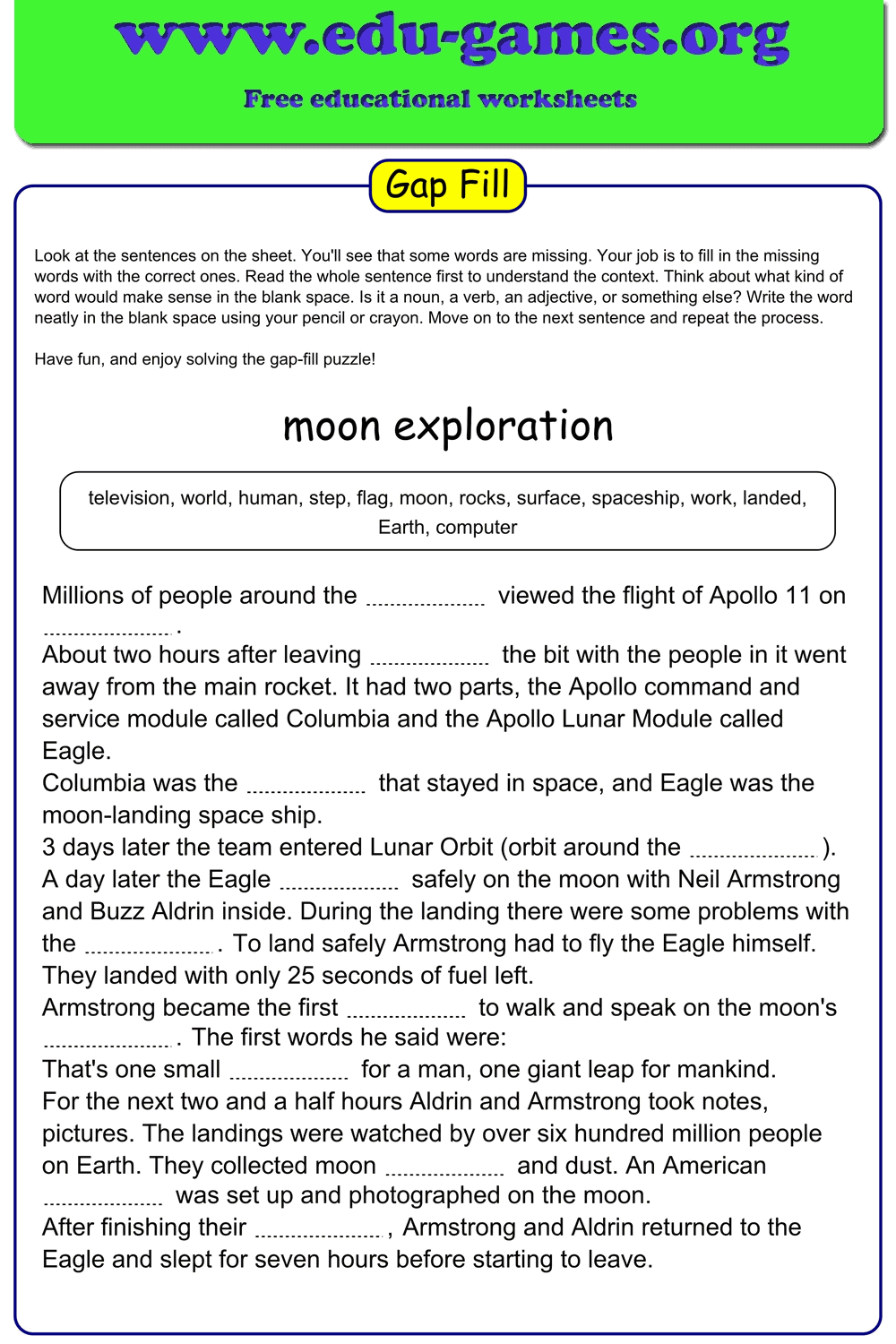 Fill in the Gaps Generator – Free Gap Fill Maker & Printable Worksheets