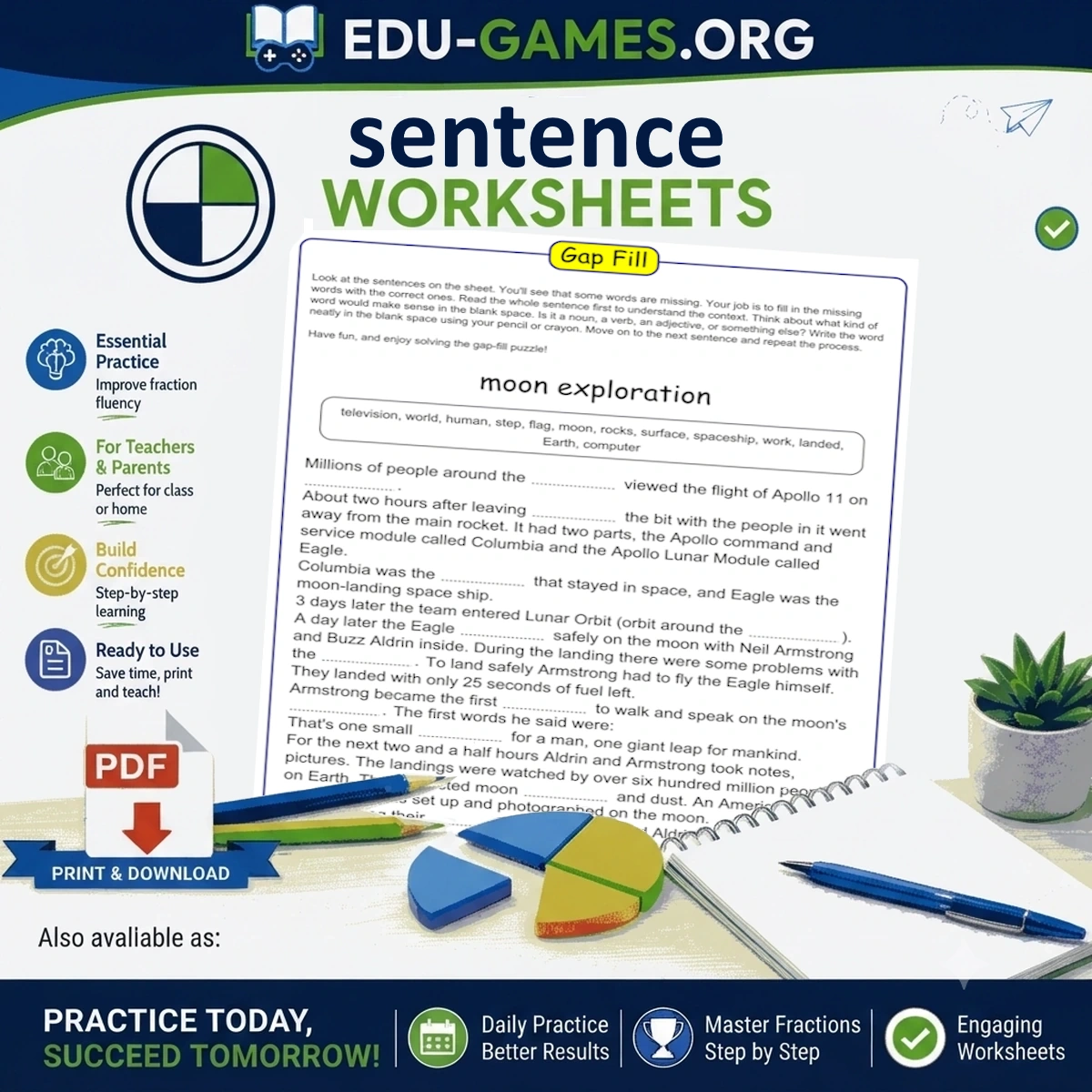 Free fill in the gaps worksheet generator — create printable gap fill exercises