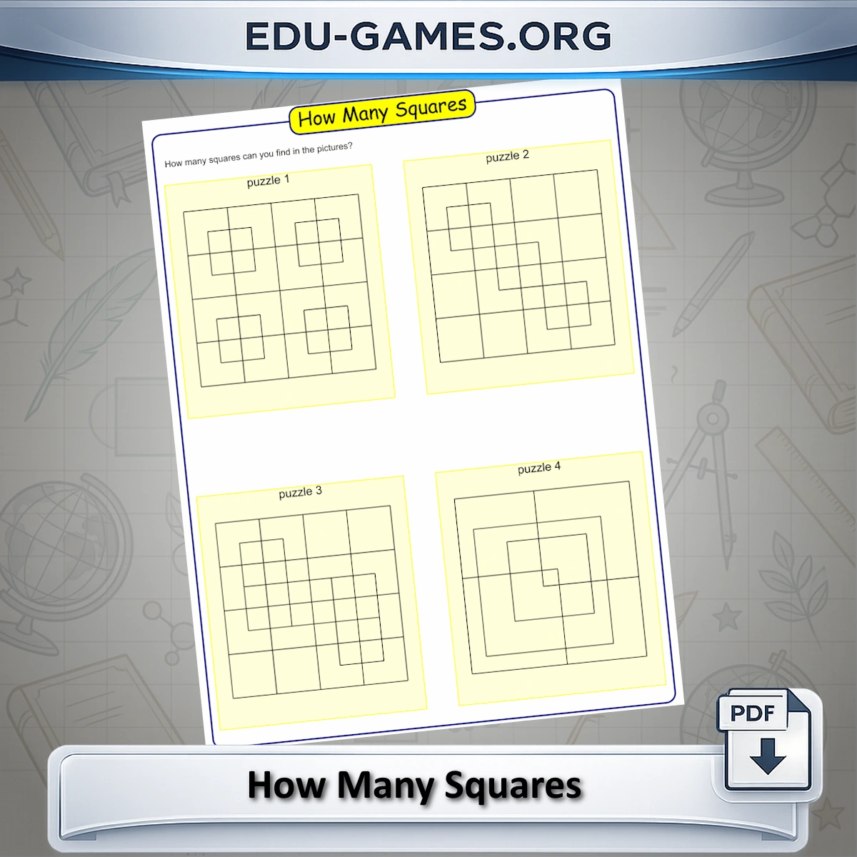 Free printable how many squares worksheet maker