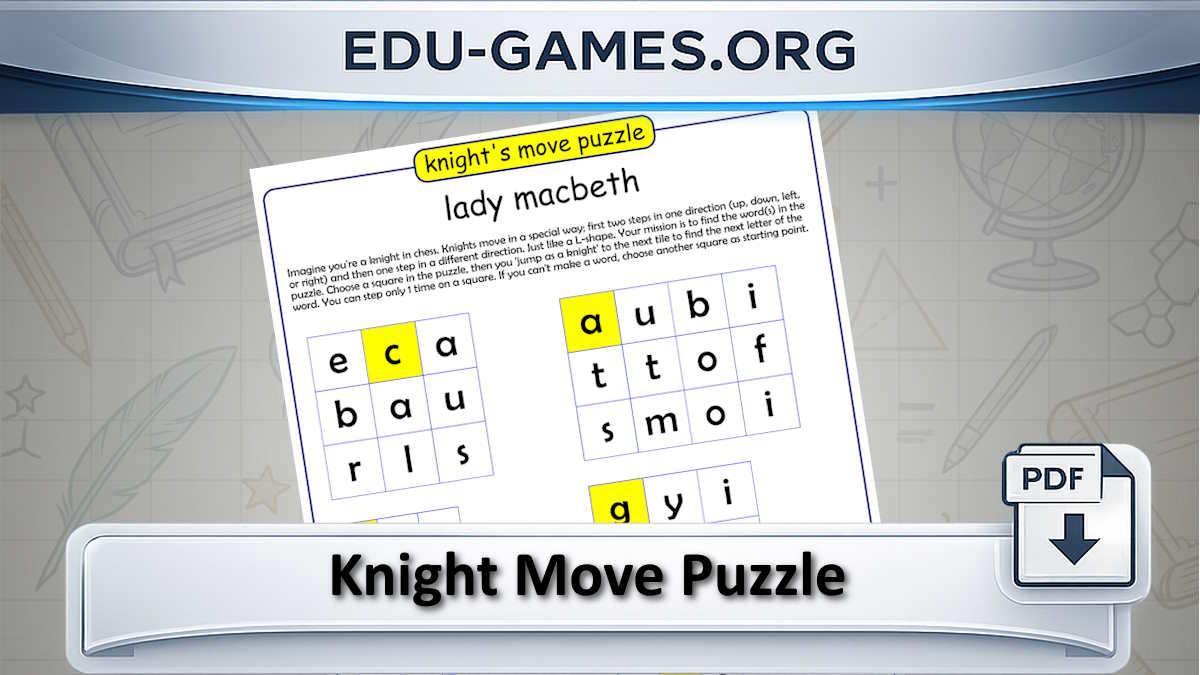 Knight Move Puzzle Generator | Free Printable Word Puzzles