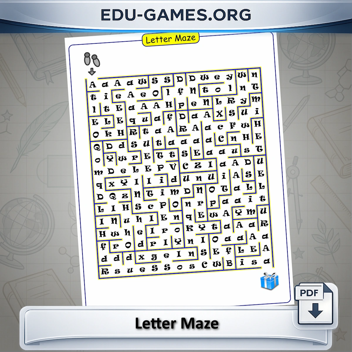 Free printable letter maze worksheet generator
