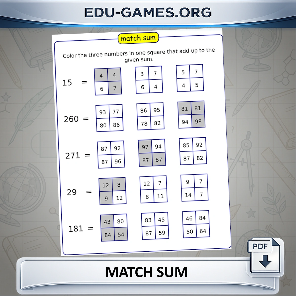 Logo of the match sum worksheet.