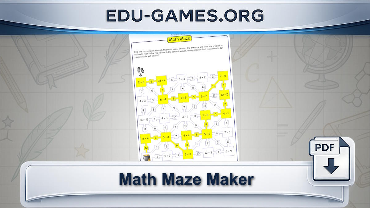 Free Mixed Operations Math Maze Maker - Printable Math Worksheet ...