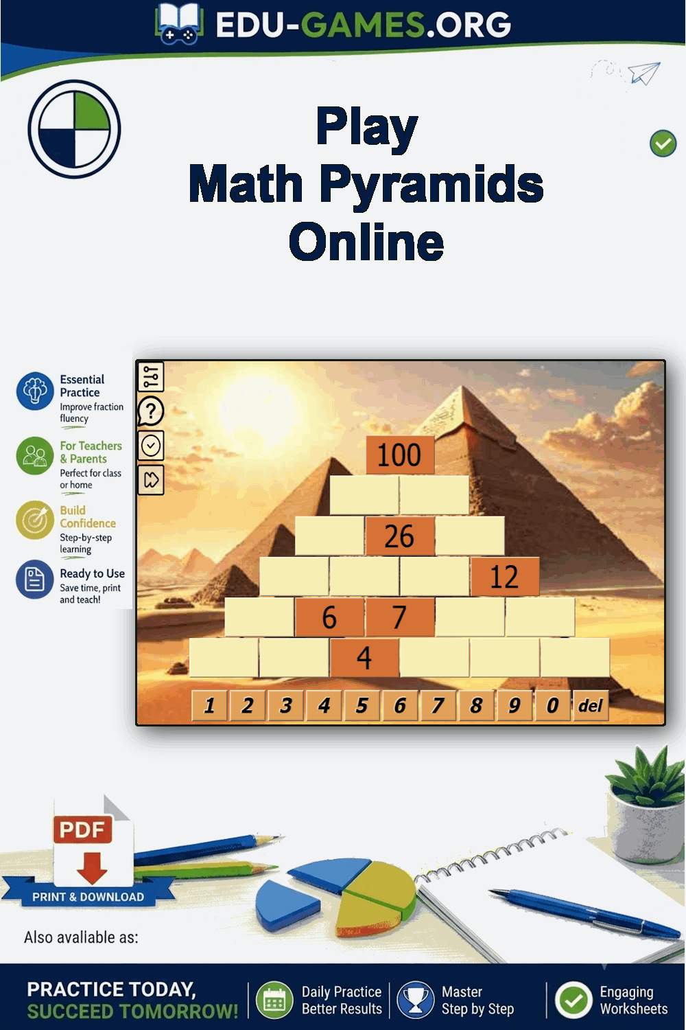 Math Pyramid Online Game — Free Addition Puzzle | Edu-Games
