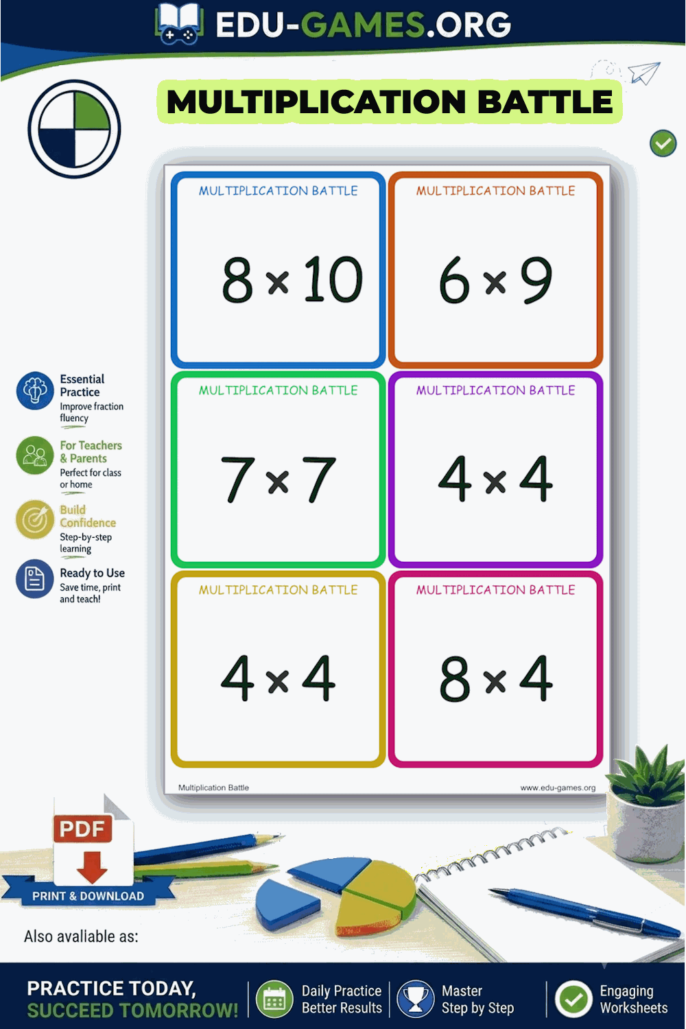 Multiplication Battle | Printable Multiplication Card Game