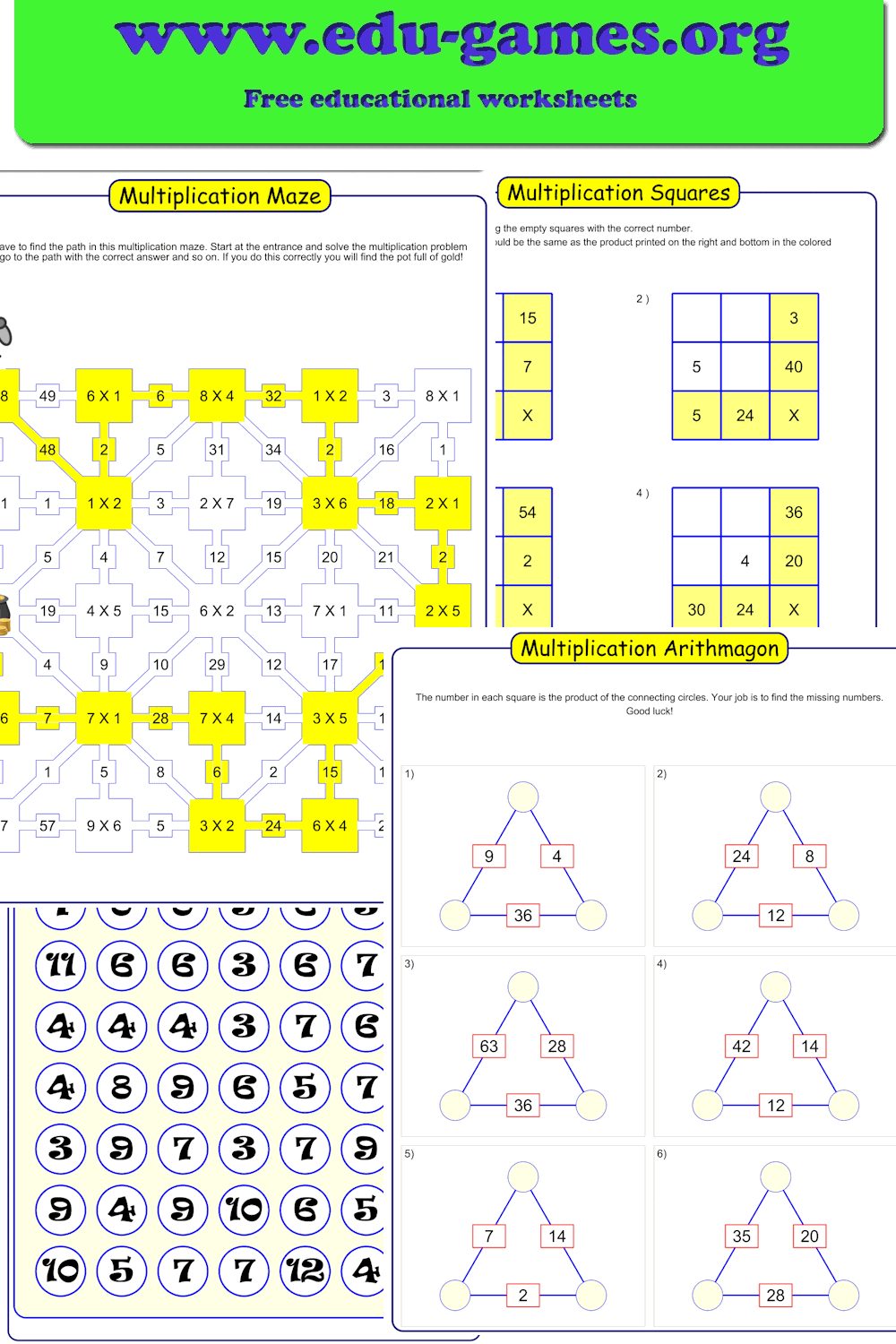 12 Printable Multiplication Games and Activity Sheets | Edu-Games