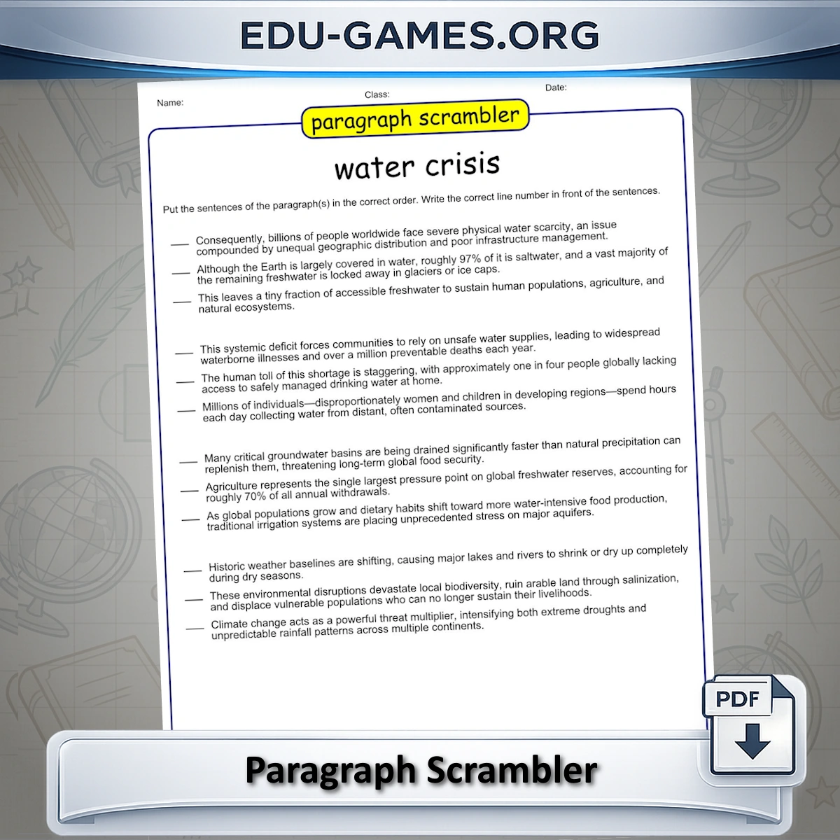 Free printable paragraph scrambler worksheet maker