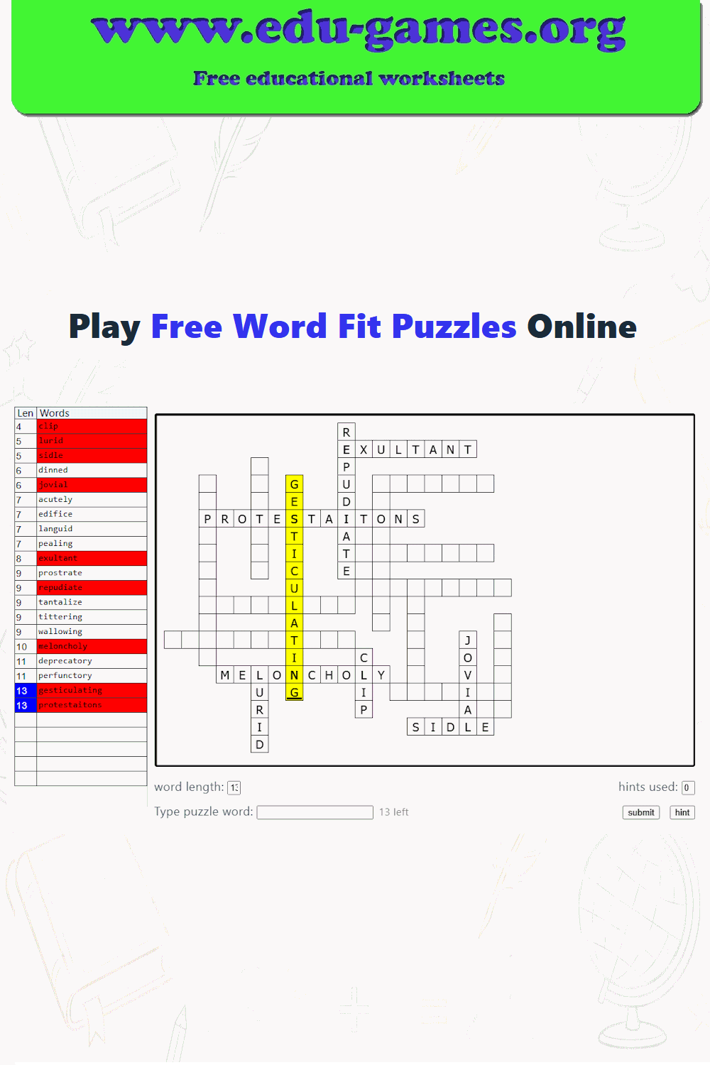 Play Free Word Fit Puzzles Online | No Download or Sign-up