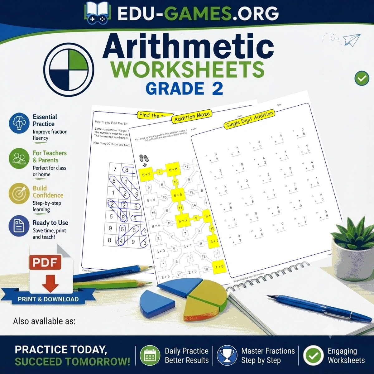 Free printable second grade arithmetic worksheets