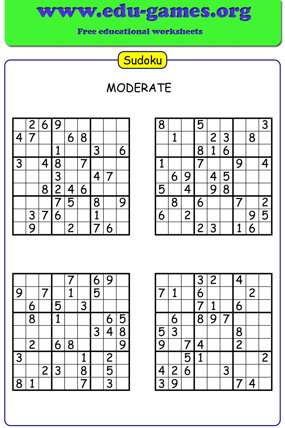 Printable Sudoku Puzzles Generator — Free PDF | Edu-Games