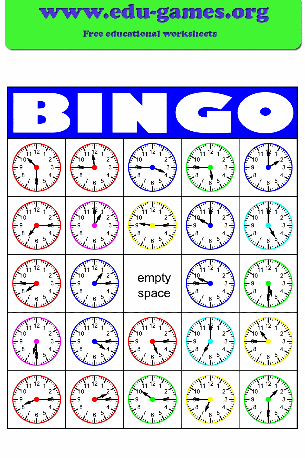 Free Time Bingo Card Generator – Printable PDF for Classroom Use