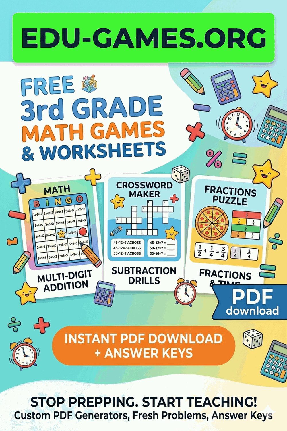 Free Printable Math Games for Grade 3 — Worksheets, Activities &amp; PDFs