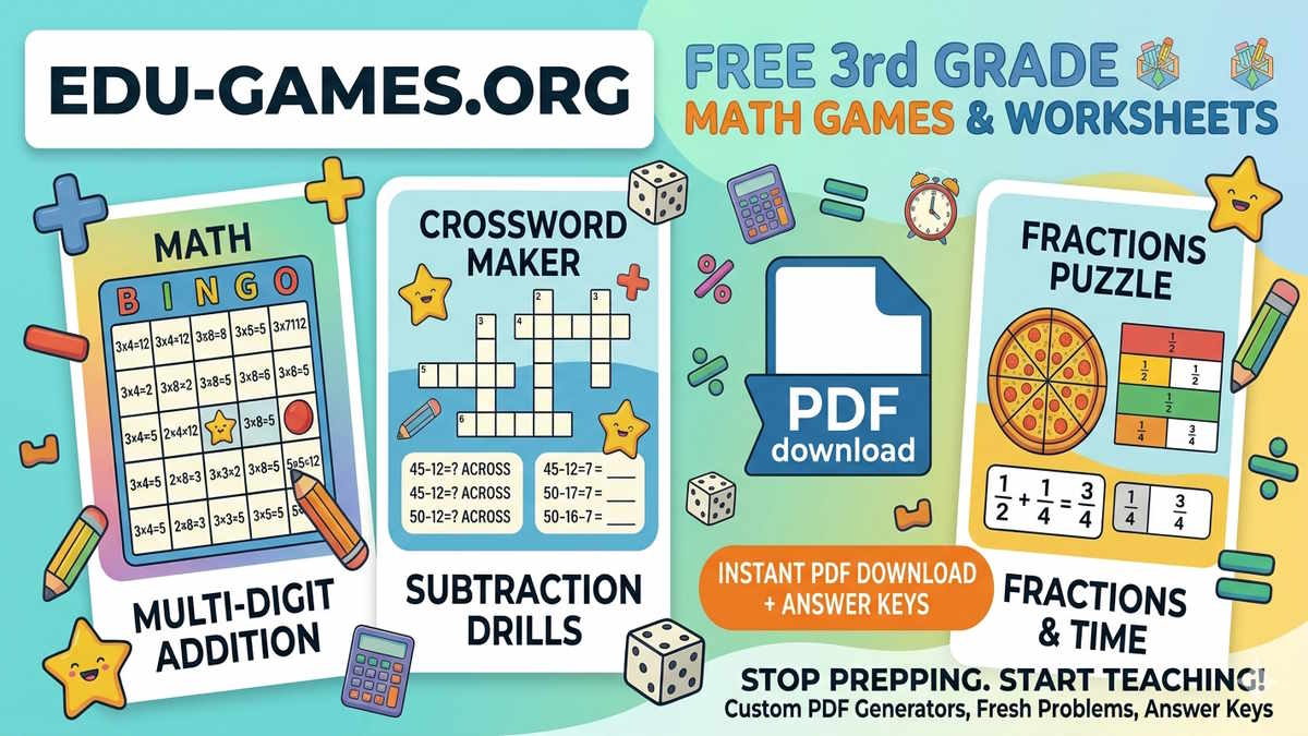 Free Third Grade Math Games & Worksheets | Edu-Games.org