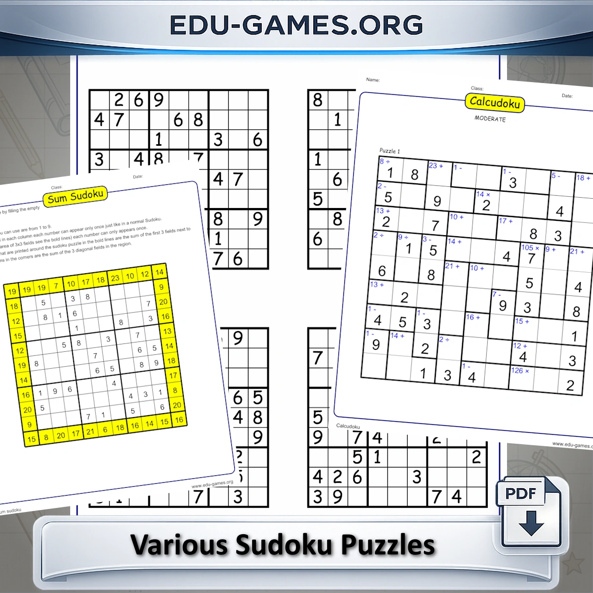 Free printable various sudoku puzzle generators