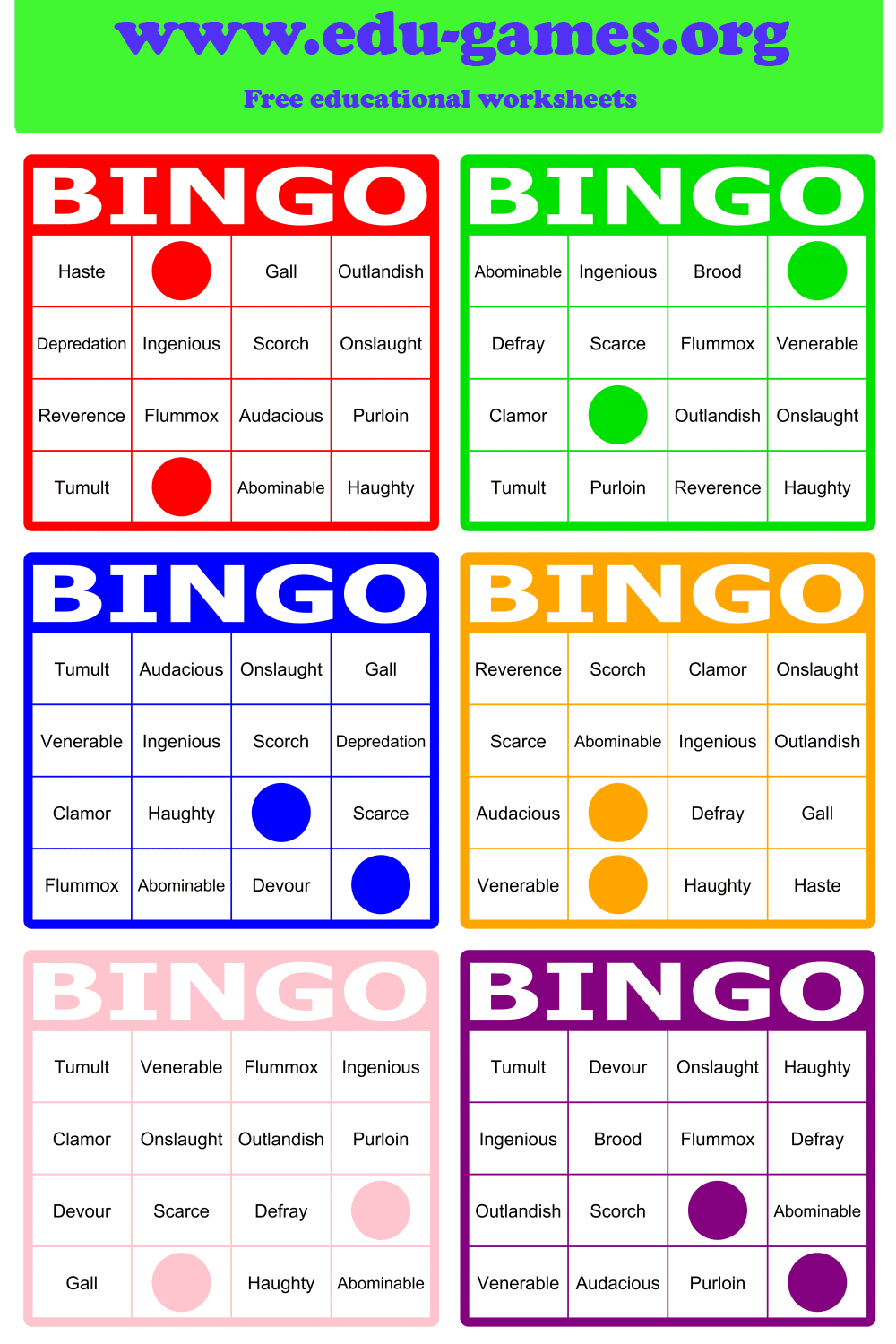 Word bingo generator free worksheets and templates