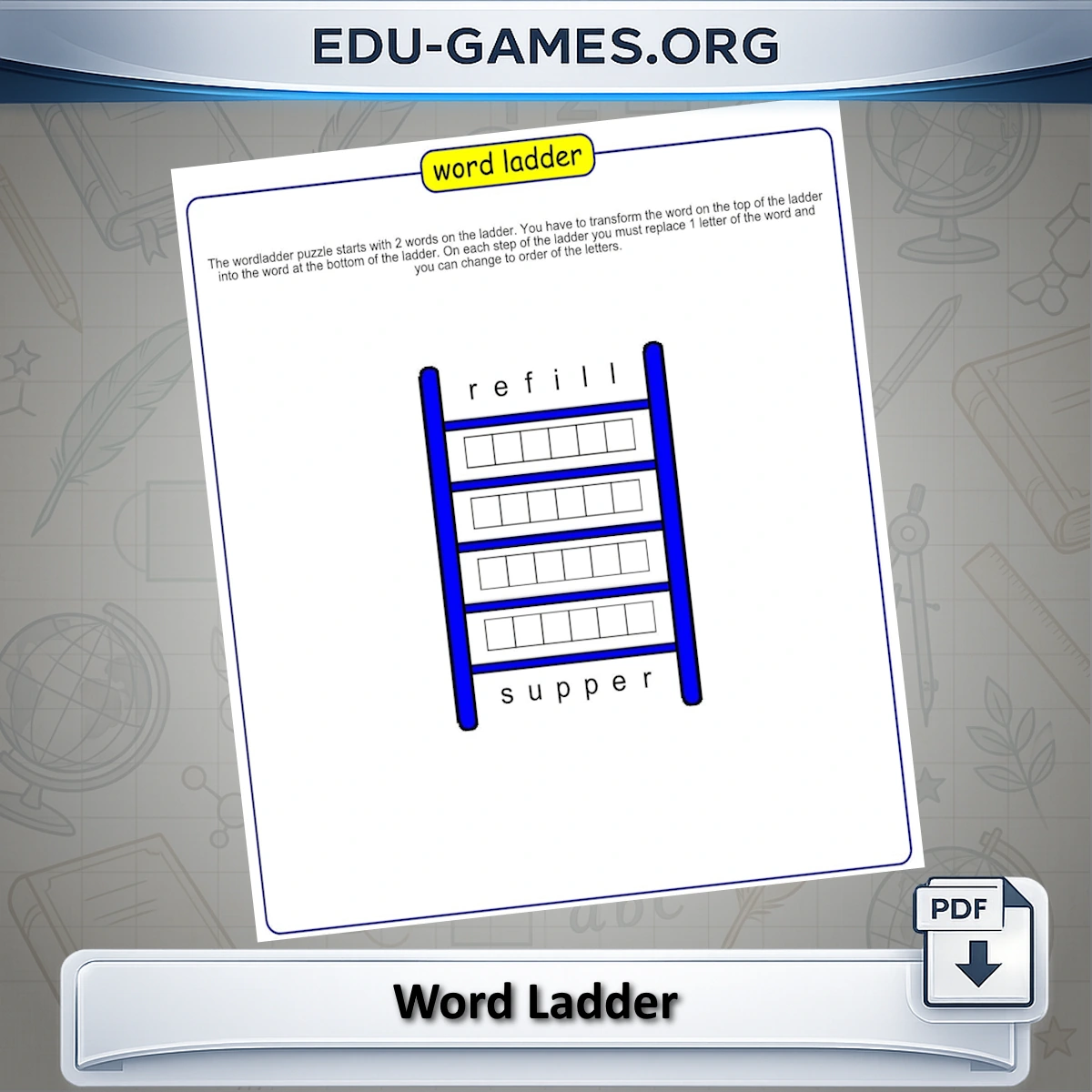 Free printable word ladder puzzle maker