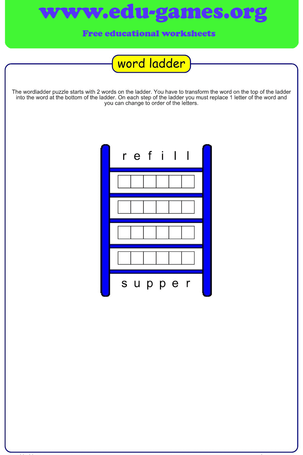 word-ladder-puzzle-maker-edu-games-org-worksheets for Free Printable Word Ladders Pdf Word Ladder puzzle maker - edu-games.org worksheets for Free Printable Word Ladders Pdf
