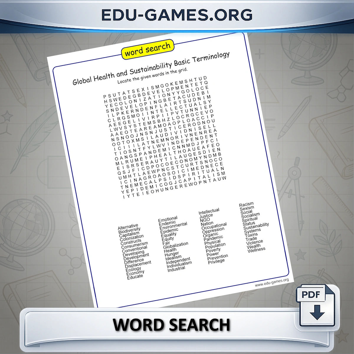 Free printable word search puzzle maker — customize for any classroom topic