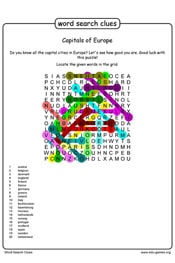 word search with clue a educational game.