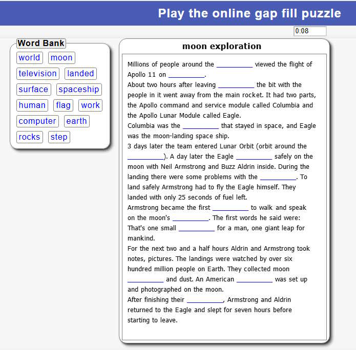 Play Online Gap Fill Puzzle | Free Word Game — No Sign-up